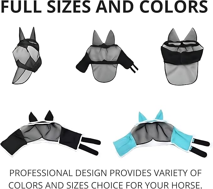 Horse Fly Mask - Fly Masks for Horses with Ears, Horse Sunscreen, Sunscreen for Horses, UV Fly Mask for Horses, Horse Fly Mask UV Protection, Cattle Fly Mask, Fly Masks for Horses, Fly Mask