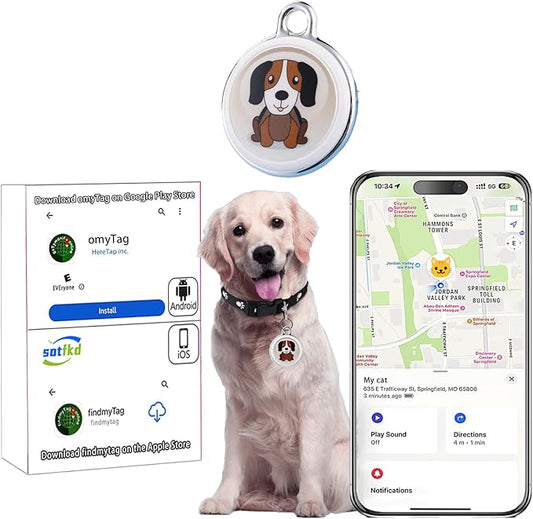 Dog Tracker-Pet Tracker-Dog Tracking Collar | No Charging Required | No Monthly Fee | Waterproof | Works with Any Collar (Android and iOS Universal)