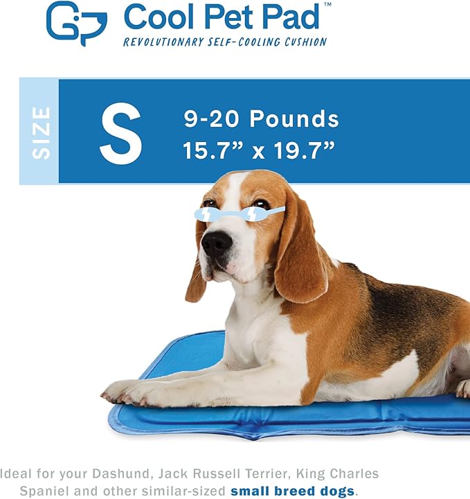 The Green Pet Shop Dog Cooling Mat, Small - Pressure Activated for Dogs and Cats, Sized Pets (9-20 Lb.) Non-Toxic Gel, No Water Needed This Cool Pad