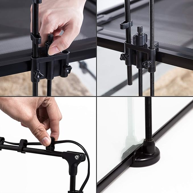 REPTI ZOO Reptile Lamp Stand Lamp Fixture Hanger Adjustable Metal Lamp Holder Support for Reptile Terrarium Tank Vivarium Habitat Cage