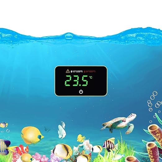 Fish Tank Thermometer Aquarium Temperature Alarm Monitoring Tool Mini Digital Alarm Thermometer Mini Terrarium Tank Turtle Tank Tropical Fish Bowl Digital Thermometer Accurate LED Display to ±0.9℉