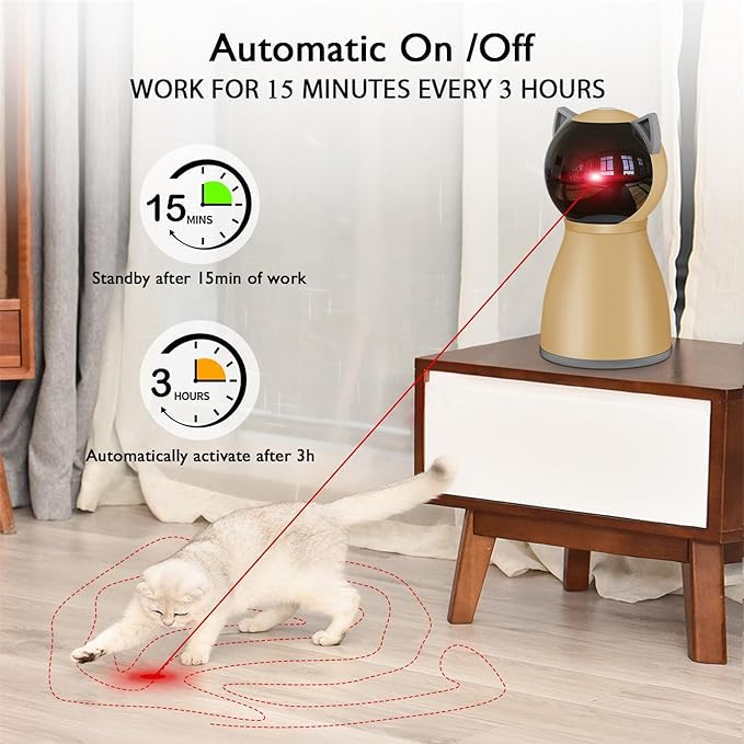 Interactive Cat Laser Toy Automatic for Indoor Cats, [2024 Newly Upgraded] Real Random Trajectory Rechargeable Laser Pointer Cat Toys for Indoor Cats/Kittens/Dogs