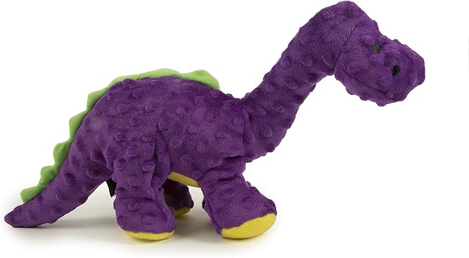 goDog Dinos Bruto Squeaky Plush Dog Toy, Chew Guard Technology - Purple, Large