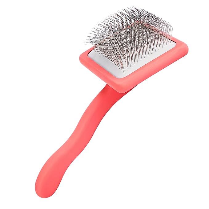 Pet Slicker Brush With Soft Massage Grooming Stainless Steel Pins - For Dematting, Shedding Fur, and Undercoat - Ideal Gift for Professional Pet Groomers - Long Slicker Brush - Flying Pawfect