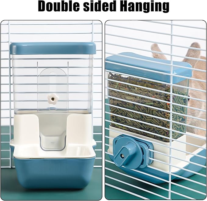 Hanging Automatic Food Dispenser, 27oz Large Capacity Hanging Pet Cage Feeder for Rabbit Bird Chinchilla Hedgehog Guinea Pig Ferret Kitty Puppy (Orange)