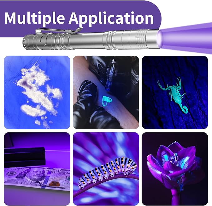 COSOOS UV Flashlight Black Light, Mini Pen Light with 395nm Ultraviolet Blacklight, Waterproof Pet Urine Detector Light for Dog/Cat, Dry Stains, Resin Curing, Bed Bug