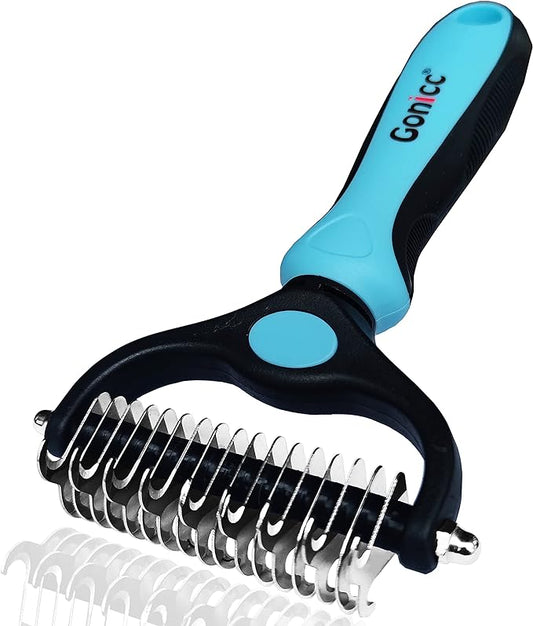 gonicc Professional Dog and Cat Brush for Shedding, Ideal Deshedding Tool, for Long & Short Haired Pets. (Pets Dematting Comb)