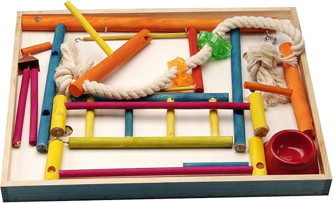 Penn-Plax Bird Life Wooden Playpen – Perfect for Sun Conures, Ring Necks, and Similar Sized Parrots – Extra-Large