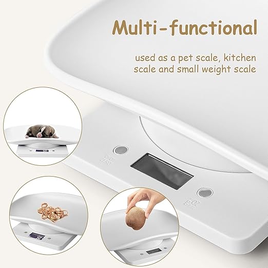 Puppy Scales 15KG Pet Scale - Digital Weighing Scale for Puppies, Babies, Small Animals -Tape Measure、Card、Collar,Unit Conversion (g/ml/oz/lb.oz)-Newborn Cats,Dogs,Hamsters,Kittens