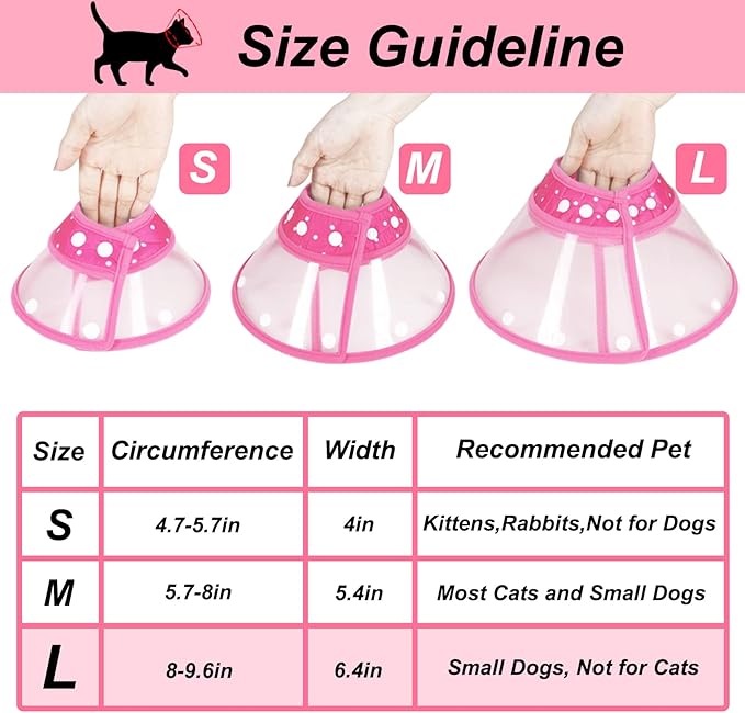 Vivifying Dog Cones for Small Dogs, Adjustable 8-9.6 Inches Soft Lightweight Elizabethan Collar for Small Dogs and Large Cats to Stop Licking Wounds After Surgery (Pink)