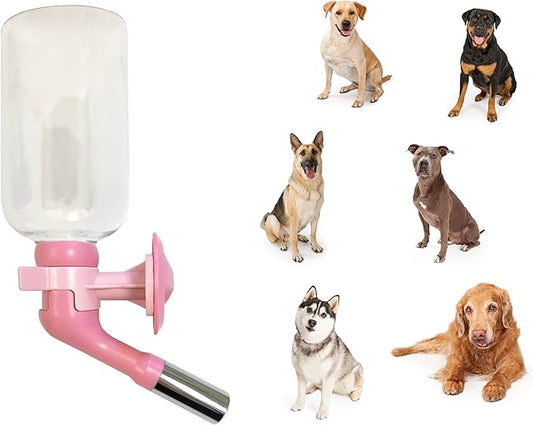 Choco Nose Patented Large No-Drip Water Bottle/Feeder ONLY for Large Size Dogs Over 50 lbs - for Wire Cages, Crates or Kennels. 16 oz. X-Large Nozzle 22mm, Pink (C570)