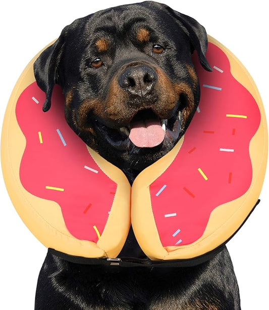 MIDOG Dog Cone, Soft Cone for Dogs After Surgery, Pet Inflatable Collar Protective Recovery Donut Collar to Prevent Pets from Touching Stitches, Wounds, and Rashes - DeepRed,XL