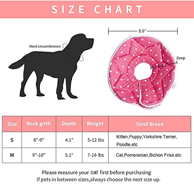 Adjustable Dog Cat Cone,Soft Recovery Cat Cone Collar,Dog Protective Collar for Cats and Puppy Surgery,Pink,Small