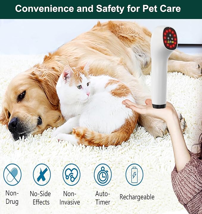 Handheld Red Light Therapy for Dogs,Cold Laser Therapy Device for Dogs and Pets, Portable Low-Level-Laser Therapy Vet Device for Pain Relief,Itching Skin & Wound Care in Dogs, Cats, Horses (White2.0)