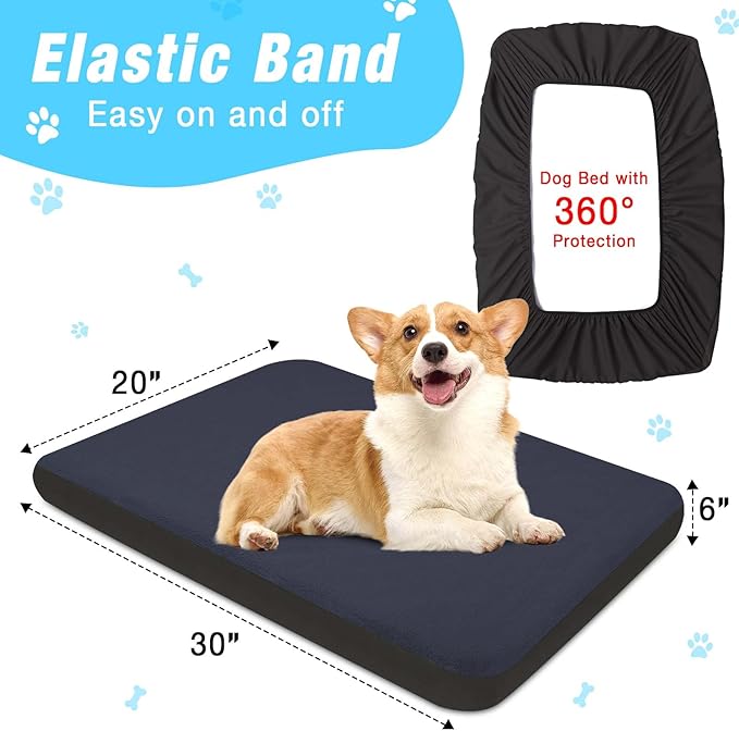 Dog Bed Covers Replacement Washable X-Small, 100% Waterproof Dog Bed Cover Soft Noiseless Dog Bed Sheets 50% Increase durability, Blue 2 Pack 30 x 20 inch for dog bed/pet bed