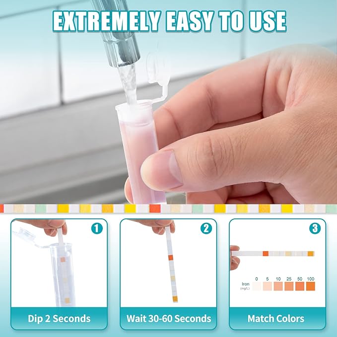 19 in 1 Water Test Kit - 100 Strips + 2 Bacteria Tests - Home Water Quality Test Strips for pH, Hardness, Chlorine, Lead, Iron, Copper, Nitrate, Nitrite, and More