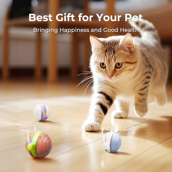 Cheerble Interactive Cat Toy for Indoor Cats, Wicked Snail, [2024 Upgraded] Kitten Toys, Automatic Cat Toy with LED Lights, DC Rechargeable Moving Cat Toy, Smart Sensing Electric Cat Toy (Blue)