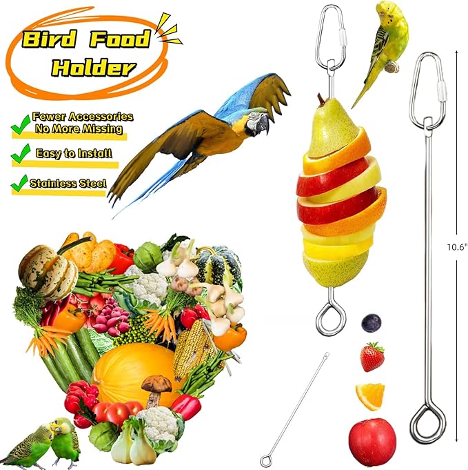 8 PCS Bird Cage Accessories Parrot Perch Bird Swings Parakeet Stand Platforms Bird Feeder Parakeet Toys for Parakeet,Cockatiel,Budgie,Conure,Cockatoo,Canary,Love Birds and Other Small Medium Birds