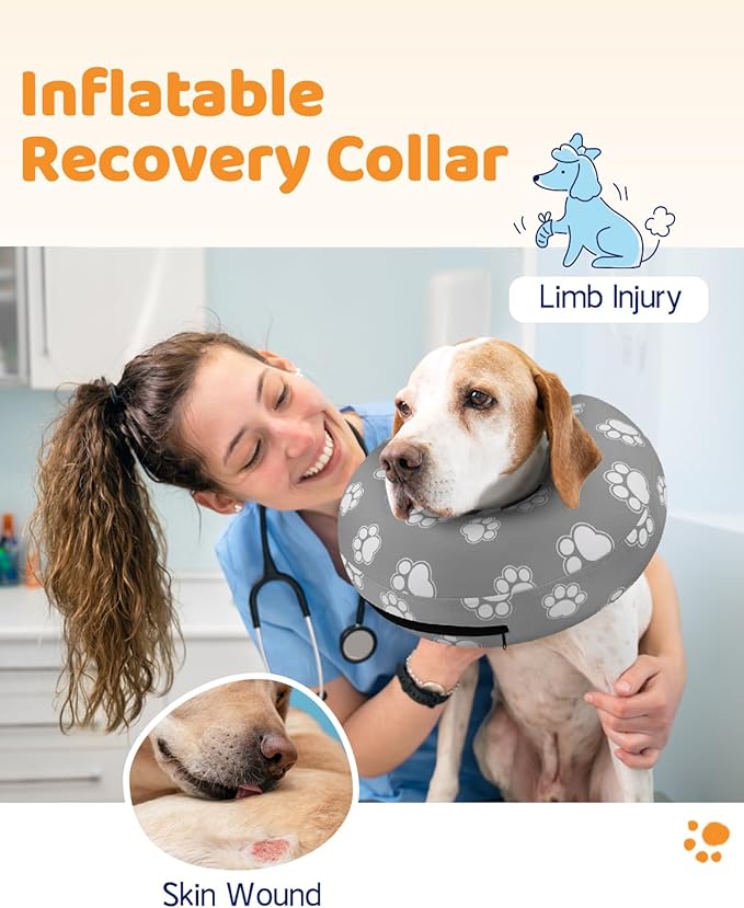 Supet Inflatable Dog Cone Collar Alternative After Surgery, Dog Neck Donut Collar Recovery E Collar for Neuter, Soft Dog Cone for Small Medium Large Dogs