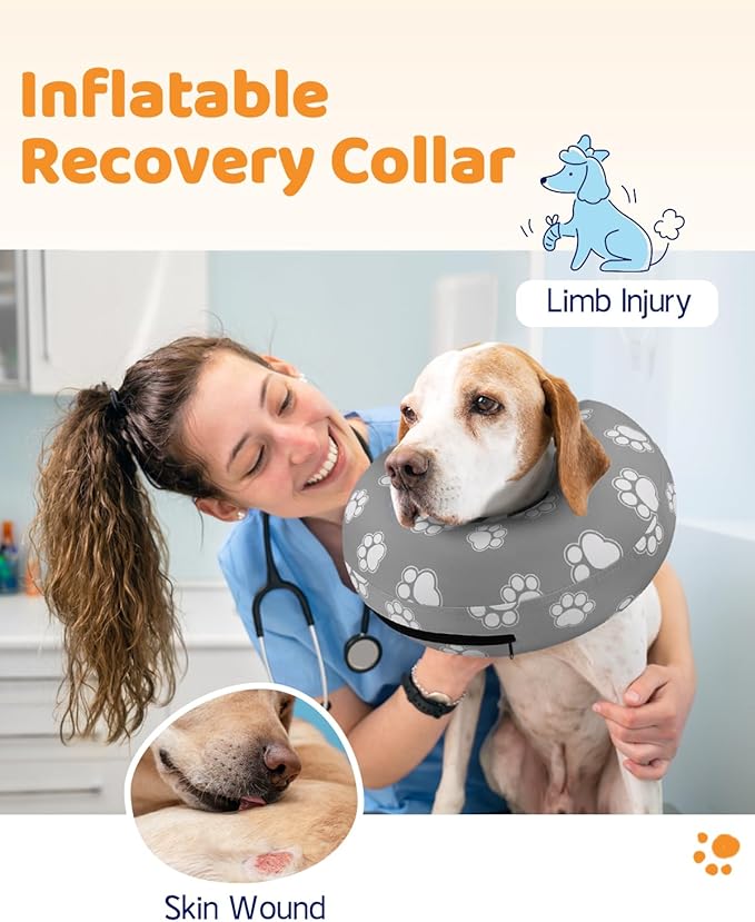 Supet Inflatable Dog Cone Collar Alternative after Surgery, Dog Neck Donut Collar Recovery E Collar, Soft Dog Cone for Small Medium Large Dogs