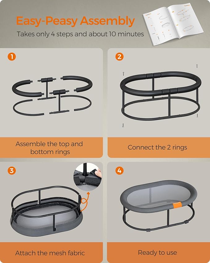Feandrea Pet Bed, Elevated Cat Bed for Large Cats, Dog Bed for Small Dogs, with Removable Washable Mesh, for Pets up to 28 lb, Oval, Gray UPCB002G01