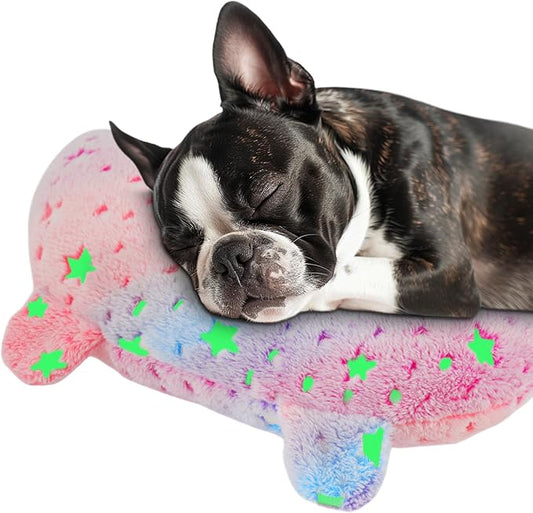 Dog Calming Pillow Glow in The Dark, Soft U-Shaped Pet Pillows for Dogs & Cats, Machine Washable, Dog Neck Pillow, Joint Relief, Better Sleep (Large, Pink)