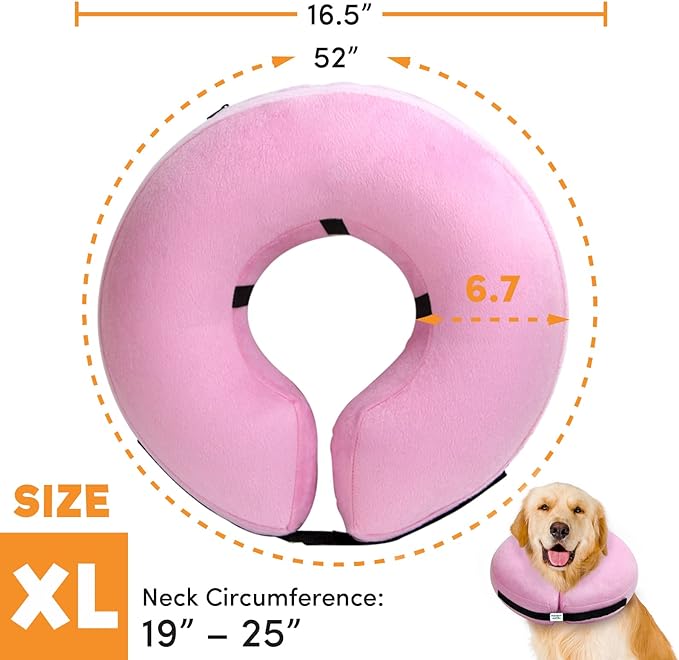 BENCMATE Protective Inflatable Collar for Dogs and Cats - Soft Pet Recovery Collar Does Not Block Vision E-Collar (XLarge, Pink)