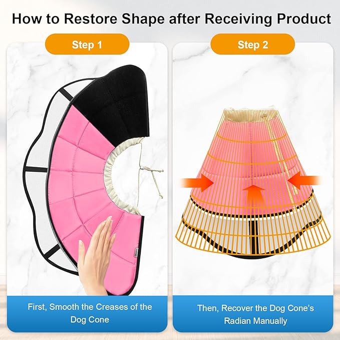 Soft Dog Cone for Dogs After Surgery, Breathable Pet Recovery Collar for Large Medium Small Dogs and Cats, Adjustable Dog Cone Collar, Elizabethan Collar (XL+, Pink)