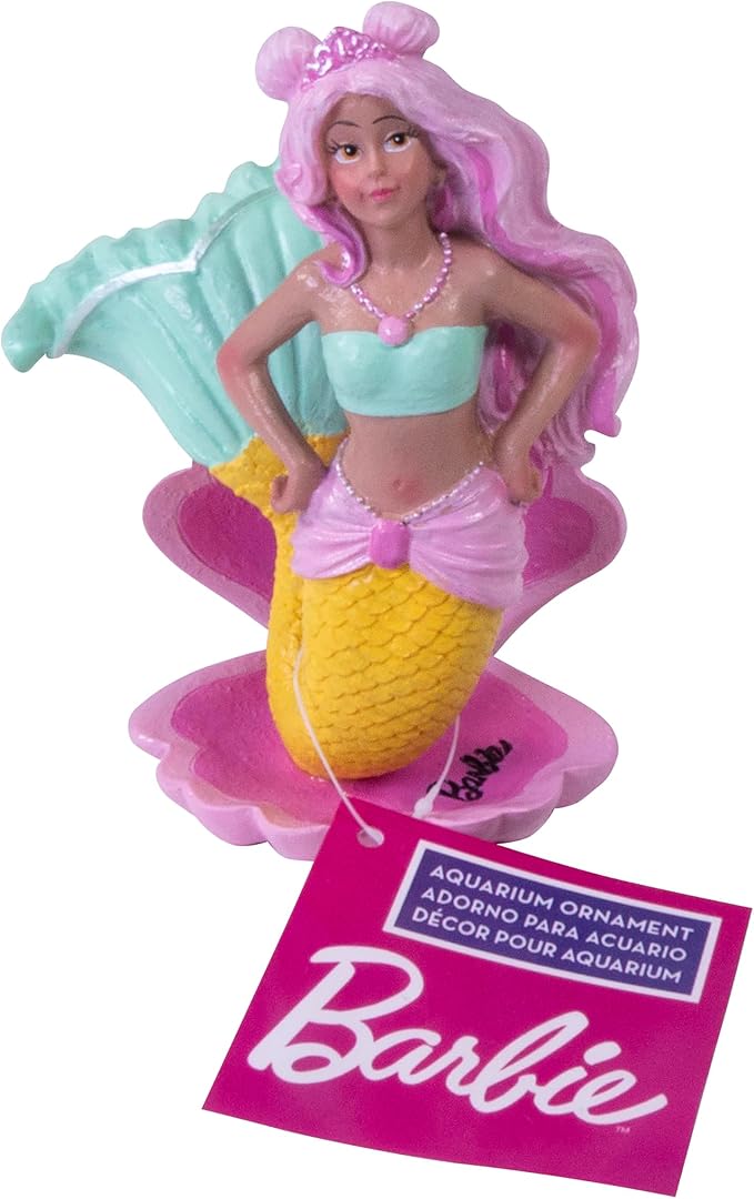 Bundle of Penn-Plax Officially Licensed Mermaid Barbie™ Aquarium Ornament on a Star Base and her Mermaid Friend on a Shell Base– Perfect Decoration for Fish Bowls, Aquariums, and Terrariums