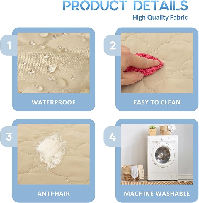 CHHKON Dog Bed Covers Replacement Washable Waterproof Pet Puppy Bed Cover for Dog, Cover Only (Beige,36x27x6 inch)