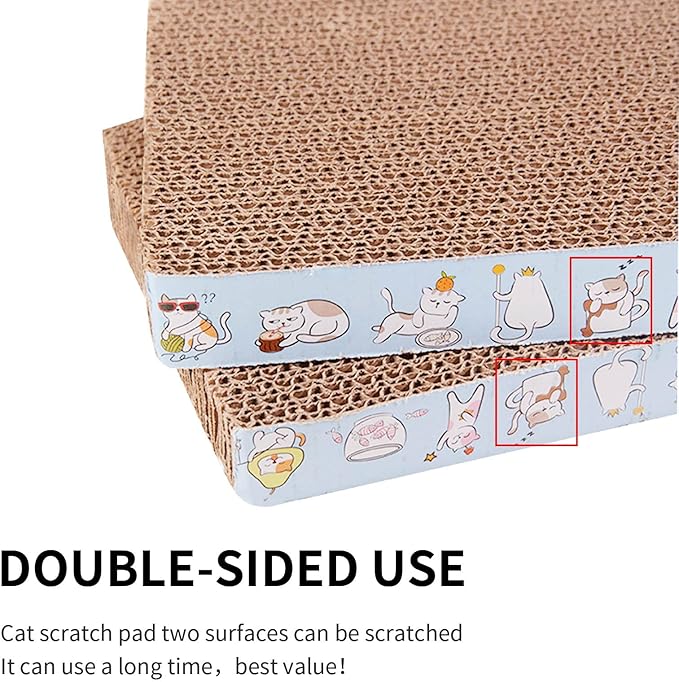 6 Packs Cardboard cat Scratcher cat Scratch pad Double-Sided cat scratchers for Indoor Cats Grind Claws Play and Sleep