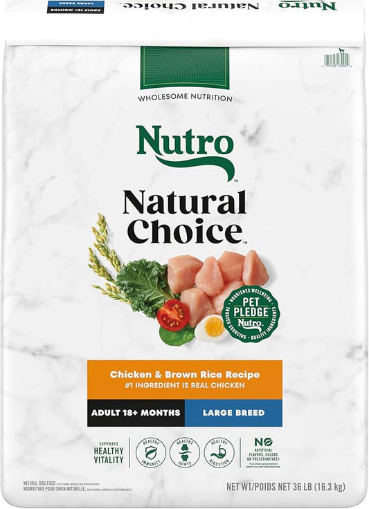 Nutro Natural Choice Adult Large Breed Dry Dog Food, Chicken and Brown Rice Recipe, 36 lb. Bag