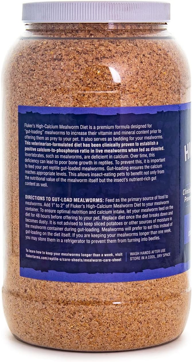 Fluker's High Calcium Mealworm Diet, Can Be Used as a Gut-Loading Food or Bedding, 3 lbs.