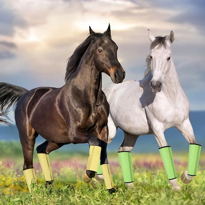 Jexine Set of 8 Mesh Fly Boots for Horse Loose Breathable Mesh Horse Boots Protective Horse Leg Wraps Horse Leggings for Preventing Flies and Mosquitoes Bites