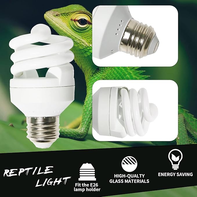 LUCKY HERP Mini UVA UVB Reptile Light 5.0 5W, UVB Bulb for All Tropical and Sub Tropical Reptiles, Compact Fluorescent Reptile UVB Bulb for Chameleons, Turtle, Gecko, Lizard, etc.