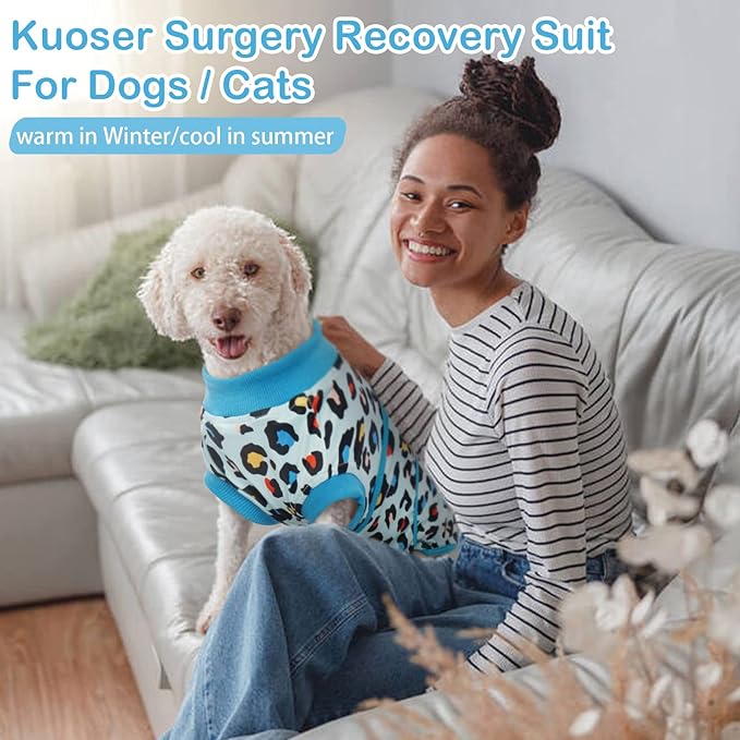 Kuoser Dog Surgery Suit, Surgical Onesie for Dogs Female Spay, Soft Dog Recovery Suit Male Neuter, Pet Abdominal Surgery Shirt Dog Body Suits After Surgery Wear, Anti Licking Dog Cone Alternative, XL