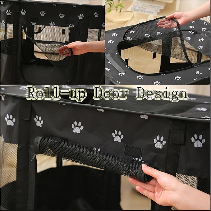 Foldable Pet Playpen, Puppy Play Pen for Indoors, Cute Small Dog Playpen, Sturdy Playpen for Cats Outdoor (XL, Black)