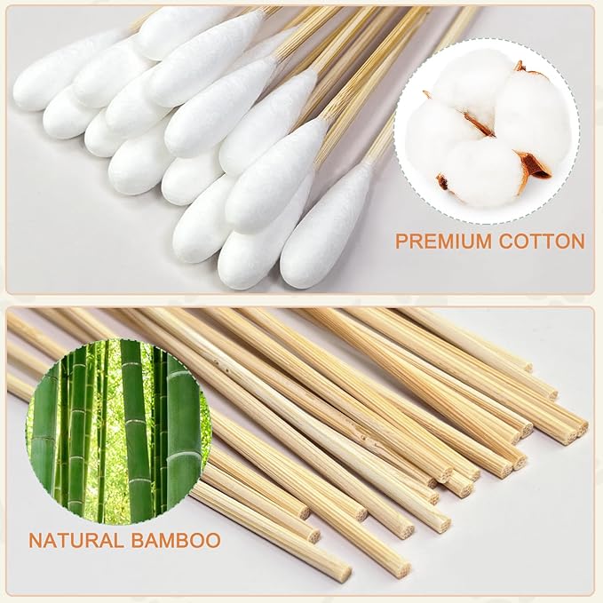 100 PCS Professional Dog Ear Cleaning Swabs - 6-inch Large Cotton Swabs, Gentle and Comfortable Bamboo Cotton Buds, Prevent Infections, Ideal Solution for Pet Ear Care