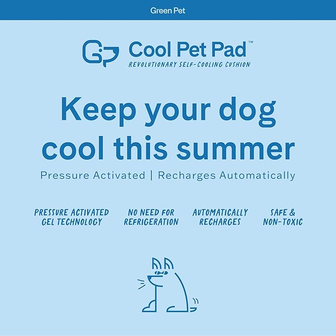 The Green Pet Shop Dog Cooling Mat, Small - Pressure Activated for Dogs and Cats, Sized Pets (9-20 Lb.) Non-Toxic Gel, No Water Needed This Cool Pad