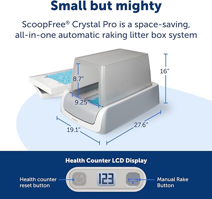 PetSafe ScoopFree Crystal Plus Front-Entry Self-Cleaning Cat Litter Box - Never Scoop Litter Again - Hands-Free Cleanup with Disposable Crystal Tray - Less Tracking, Better Odor Control