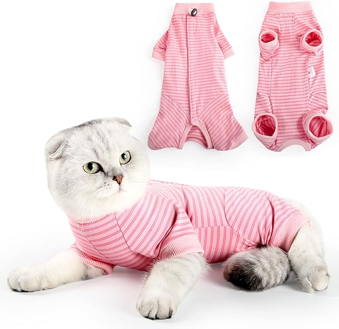 Cat Surgical Recovery Suit Professional for Male Female Dog Abdominal Wounds Cone E-Collar Alternative, Anti-Licking Or Skin Diseases Pet Surgical Recovery Pajama Suit, Soft Fabric Onesie for Cats