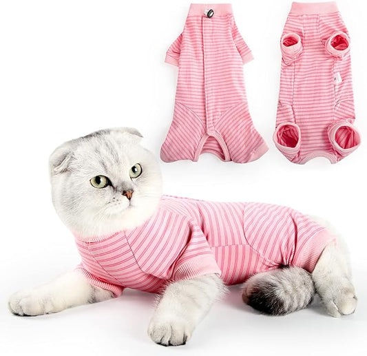 Cat Surgical Recovery Suit Professional for Male Female Dog Abdominal Wounds Cone E-Collar Alternative, Anti-Licking Or Skin Diseases Pet Surgical Recovery Pajama Suit, Soft Fabric Onesie for Cats