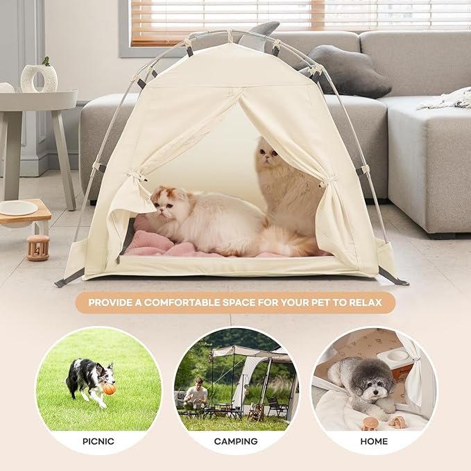 DDASUMMI Portable Pet Teepee Waterproof & Durable PE Floor Mat Dog & Cat House for Indoor/Outdoor, Camping Dog Tent Stable and Comfortable for Pets (Grey, XL)