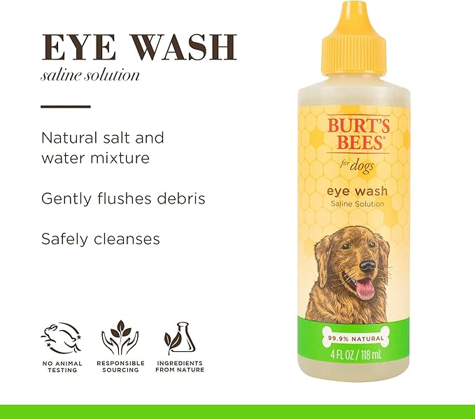 Burt's Bees for Dogs Naturally Derived Eye Wash with Saline Solution - Eye Wash Drops for All Dogs and Puppies - Effective Eye Cleaner and Eye Wash for Dogs - 4 Oz - 24 Pack