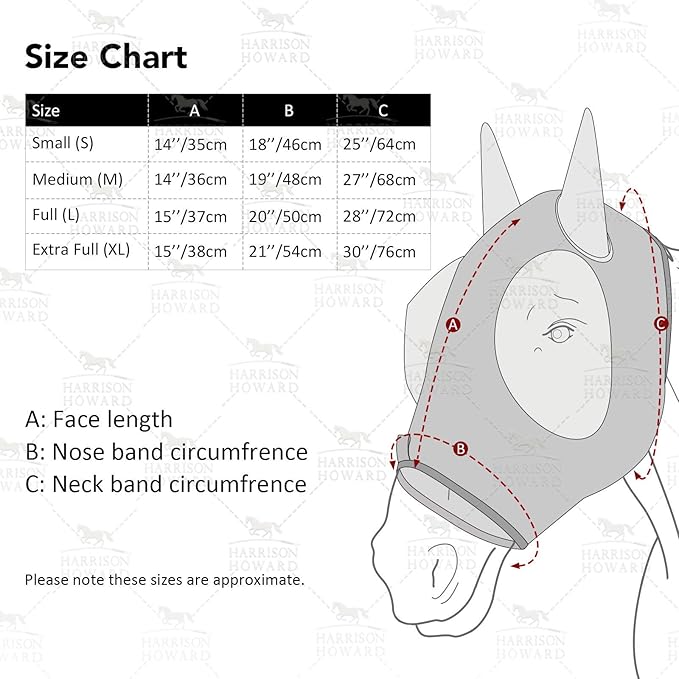 Harrison Howard Super Comfort Stretchy Fitting Horse Fly Mask with UV Protection Soft on Skin with Breathability Tribe Feather Cob (Medium)