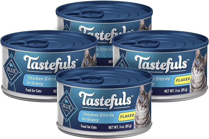 Blue Buffalo Tastefuls Natural Wet Cat Food Cans, Flaked Style, Chicken in Gravy Entrée 3-oz Cans (Pack of 4)