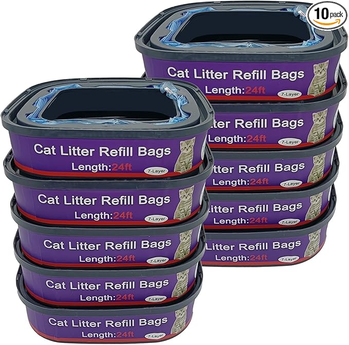 Cat Litter Refill Cartridges Bags Compatible with Genie Cat Litter Standard,Plus and XL Pails,10 Pack