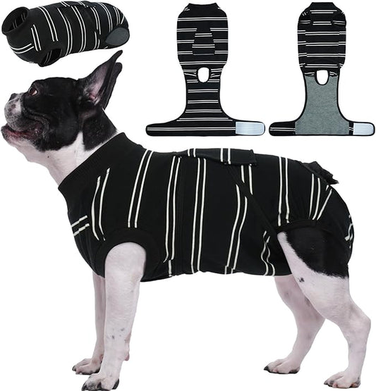Kuoser Dog Surgery Recovery Suit, Professional Spay & Neuter Surgical Onesie for Dogs, Soft Breathable Abdominal Dog Bodysuit Dog Cone Alternative Anti Licking Wounds Dog Surgery Suits, S