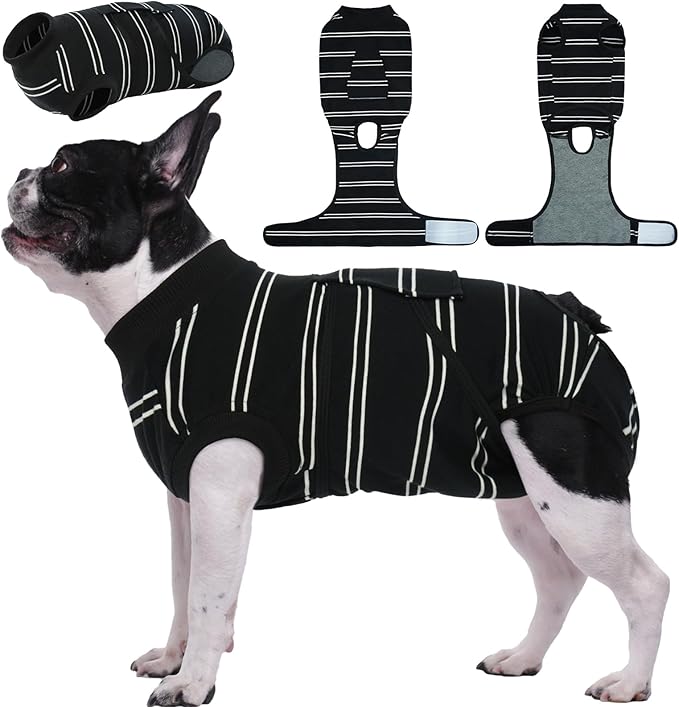 Kuoser Dog Recovery Suit, Soft Dog Onesie for Surgery Female Spay Dog Surgical Recovery Suit Male Neuter, Anti Licking Abdominal Dog Surgical Suit Pet Bodysuit Alternative to Cone of Shame, M