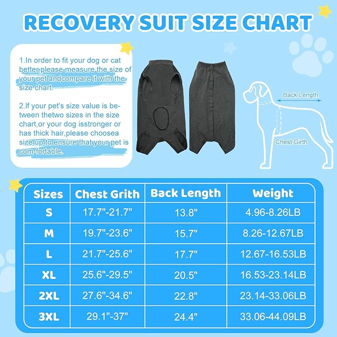 Dog Recovery Suit After Surgery, Soft Breathable Dog Onesie for Surgery Female Male, Anti Licking Dog Surgical Suit (Grey,2XL)